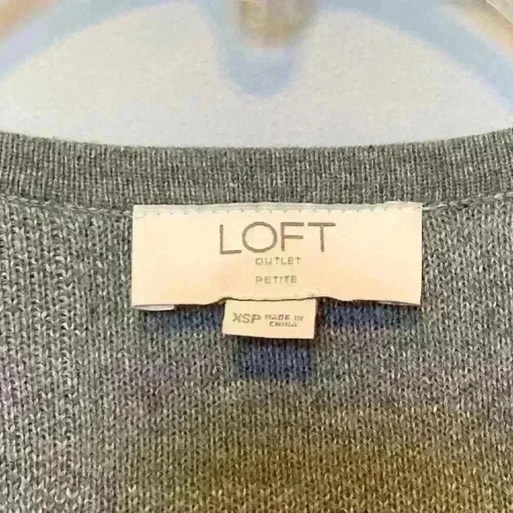 Loft Outlet Petite XSP Open Front Cardigan GRAY PLAID Duster Fall Career - Picture 2 of 2